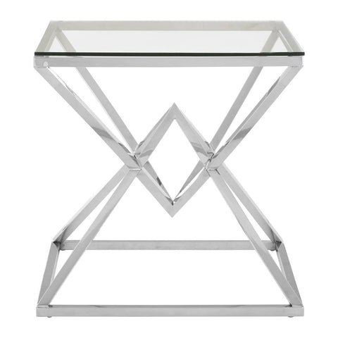 Sophisticate Glass Silver End Table
