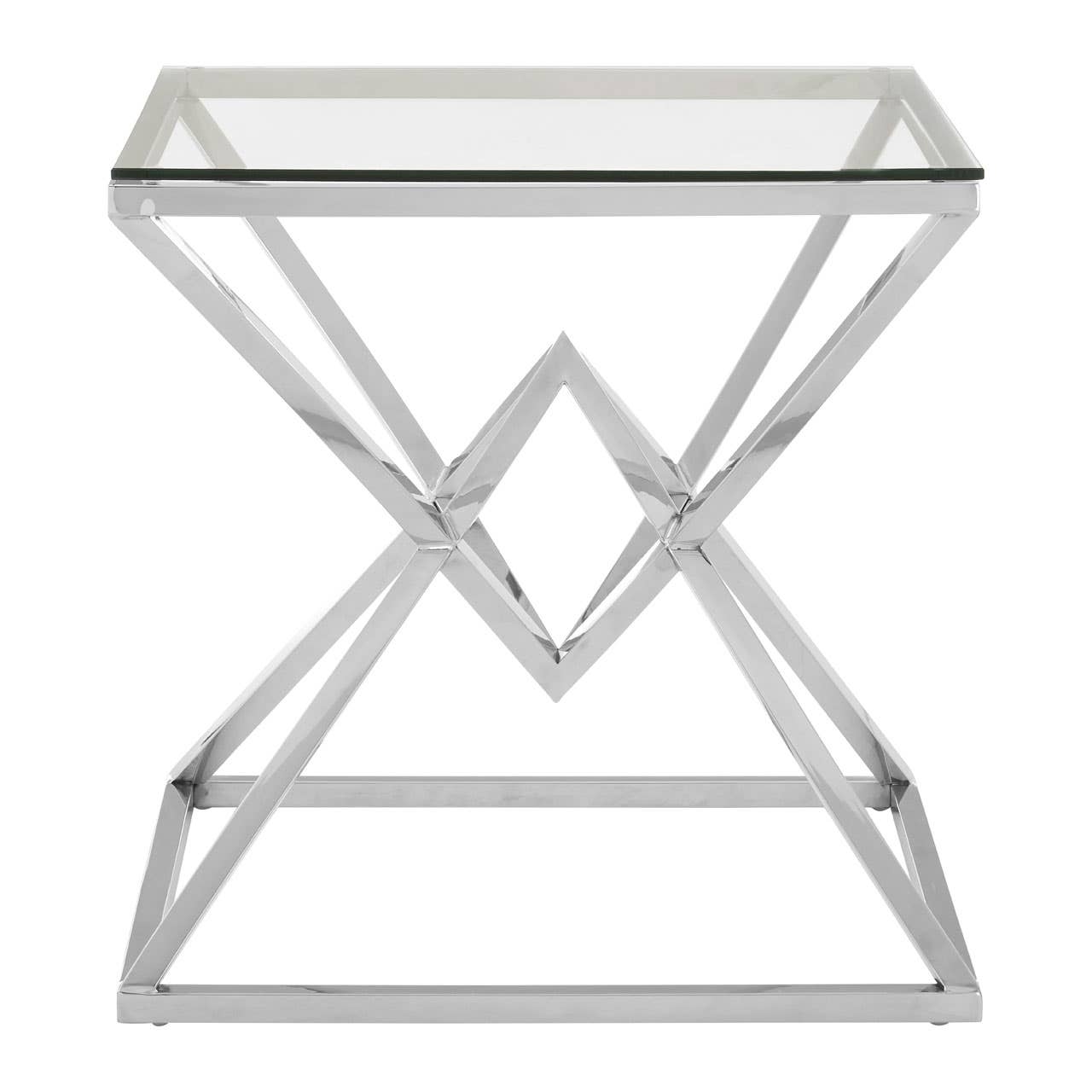 Sophisticate Glass Silver End Table