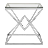 Sophisticate Glass Silver End Table