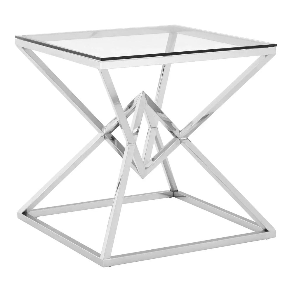 Sophisticate Glass Silver End Table