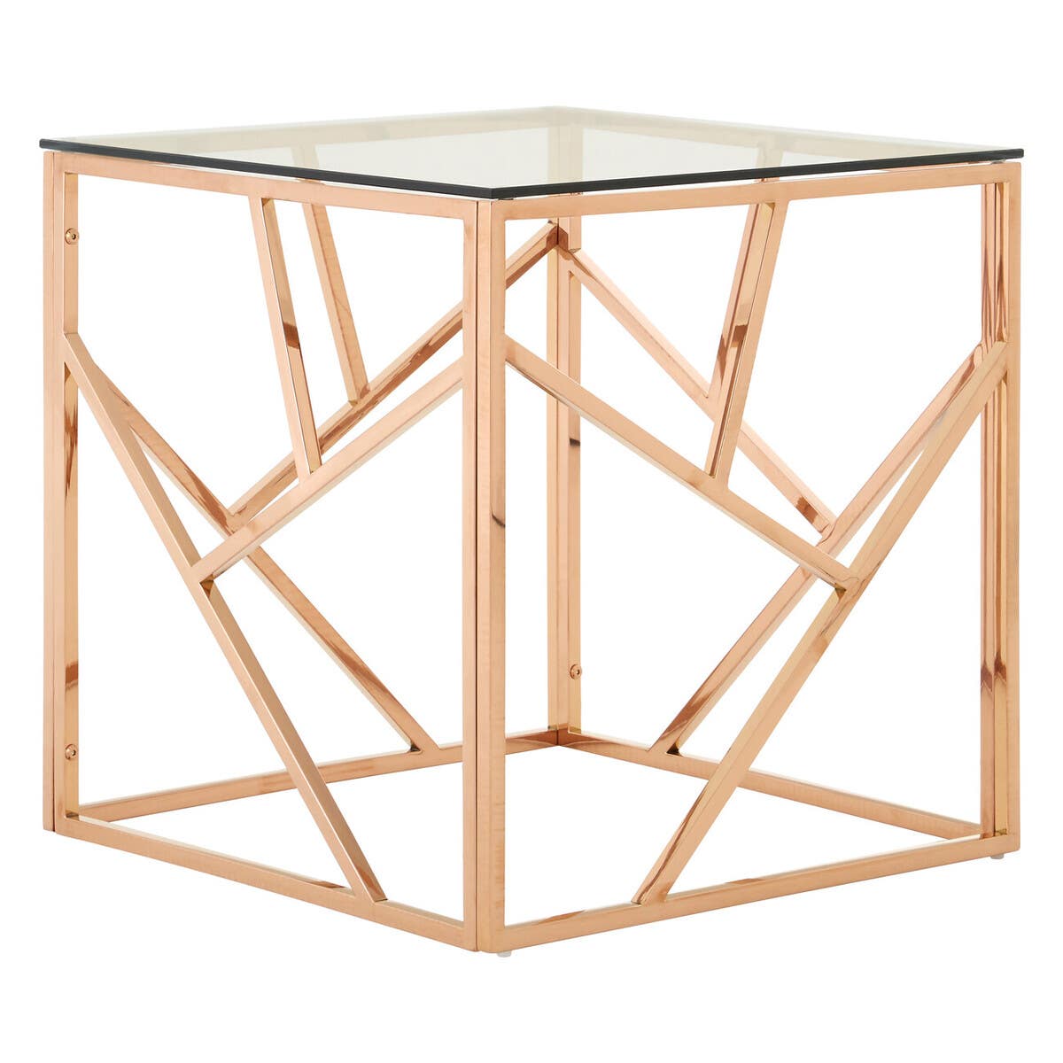 Rose Gold Glass End Table