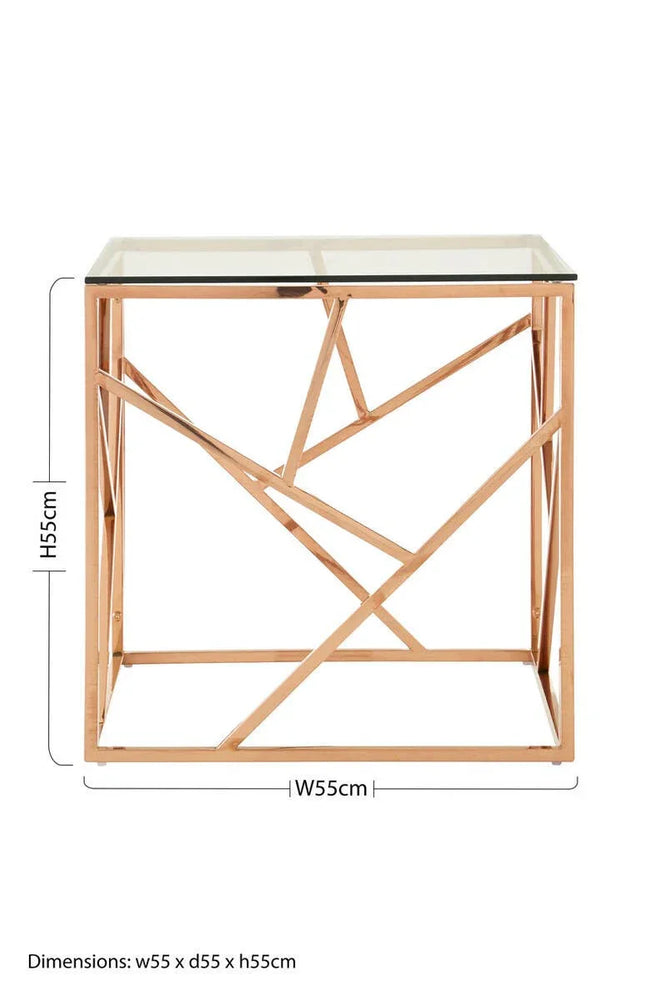 Rose Gold Glass End Table