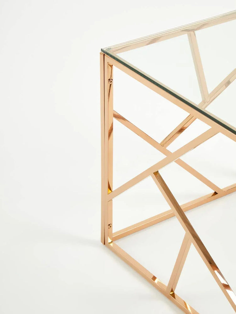 Rose Gold Glass End Table