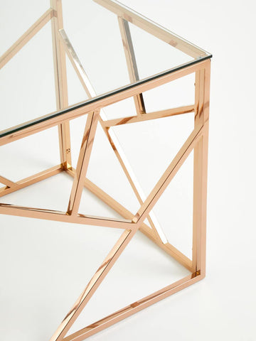 Rose Gold Glass End Table