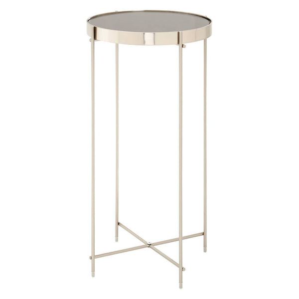 Reflective Metal Mirror Side Table