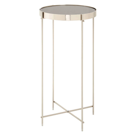 Reflective Metal Mirror Side Table