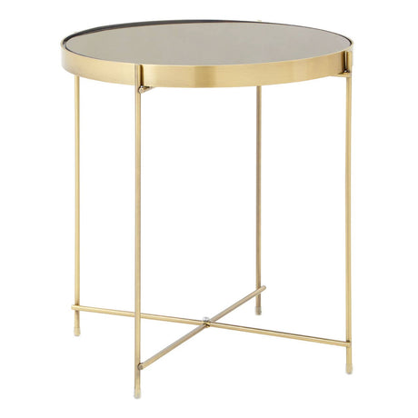 Mirrored Black Metal Side Table