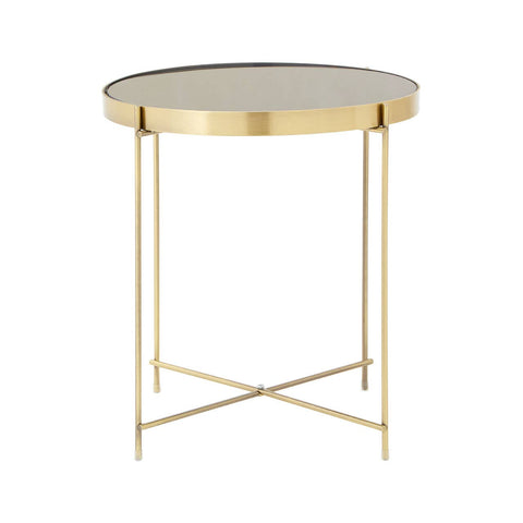 Mirrored Black Metal Side Table