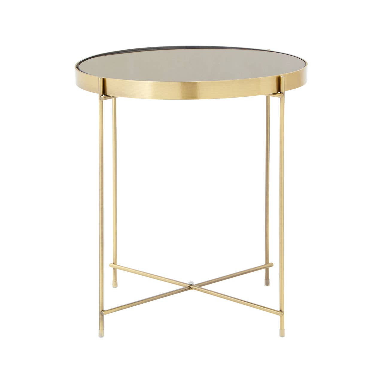 Mirrored Black Metal Side Table