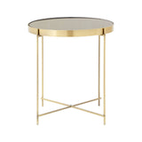 Mirrored Black Metal Side Table