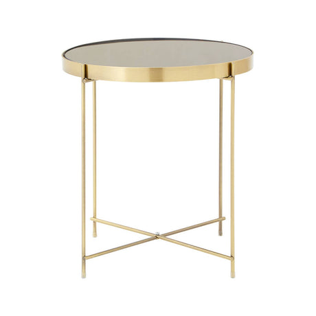 Mirrored Black Metal Side Table