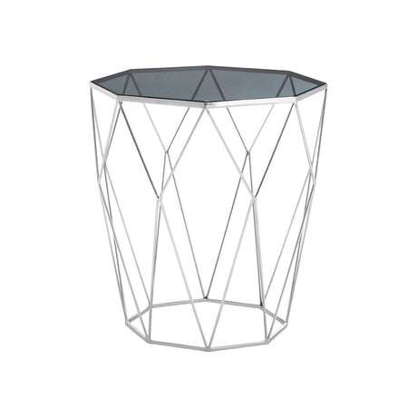 Octagonal Silver Glass Side Table