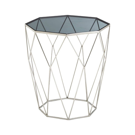 Octagonal Silver Glass Side Table