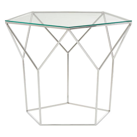 Silver Geometric Glass Coffee Table