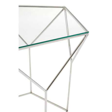 Silver Geometric Glass Coffee Table