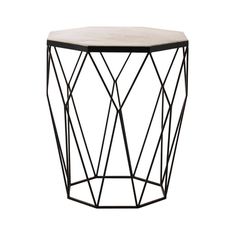 Octagon Marble Black Side Table
