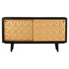Golden Geometric Mango Wood Sideboard Luxe Sliding Doors