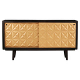 Golden Geometric Mango Wood Sideboard Luxe Sliding Doors