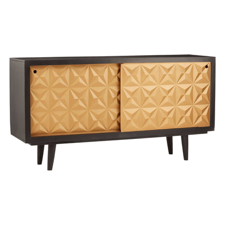 Golden Geometric Mango Wood Sideboard Luxe Sliding Doors