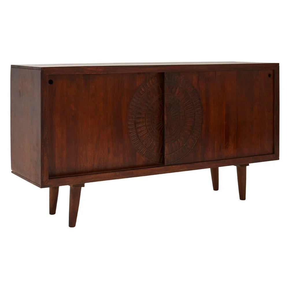 Exotic Mango Wood Sideboard with Intricate Carvings