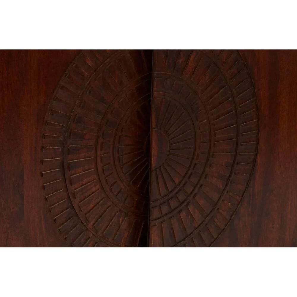 Exotic Mango Wood Sideboard with Intricate Carvings