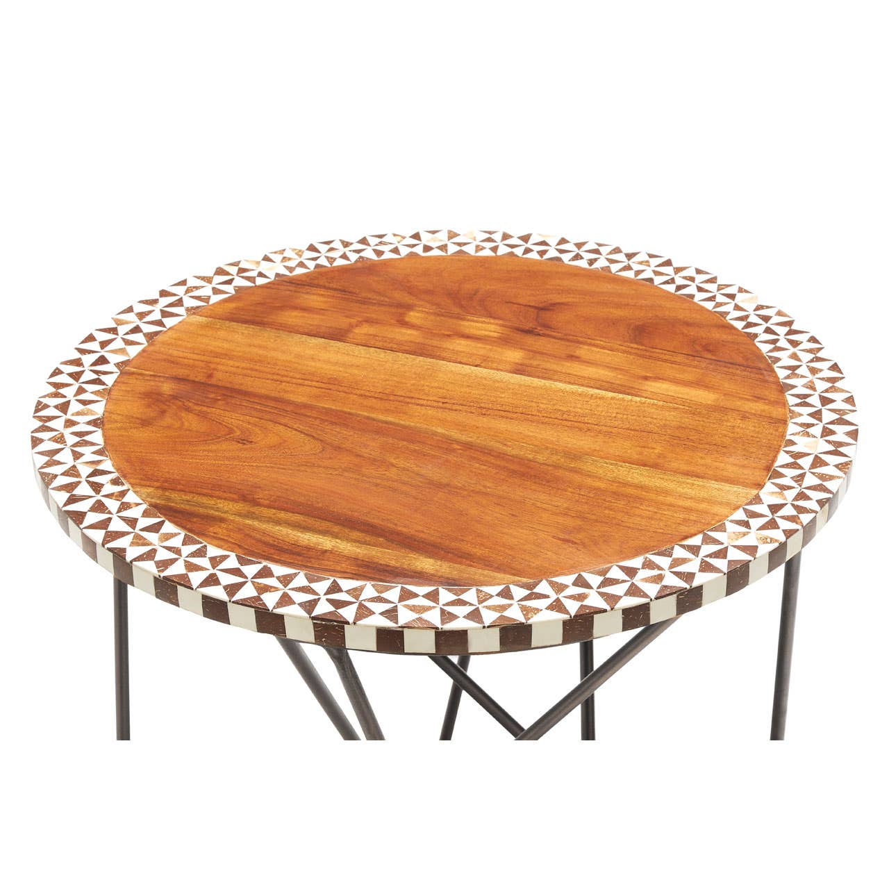 Acacia Wood Geometric Side Table