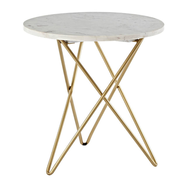 Golden Marble Geometric Side Table