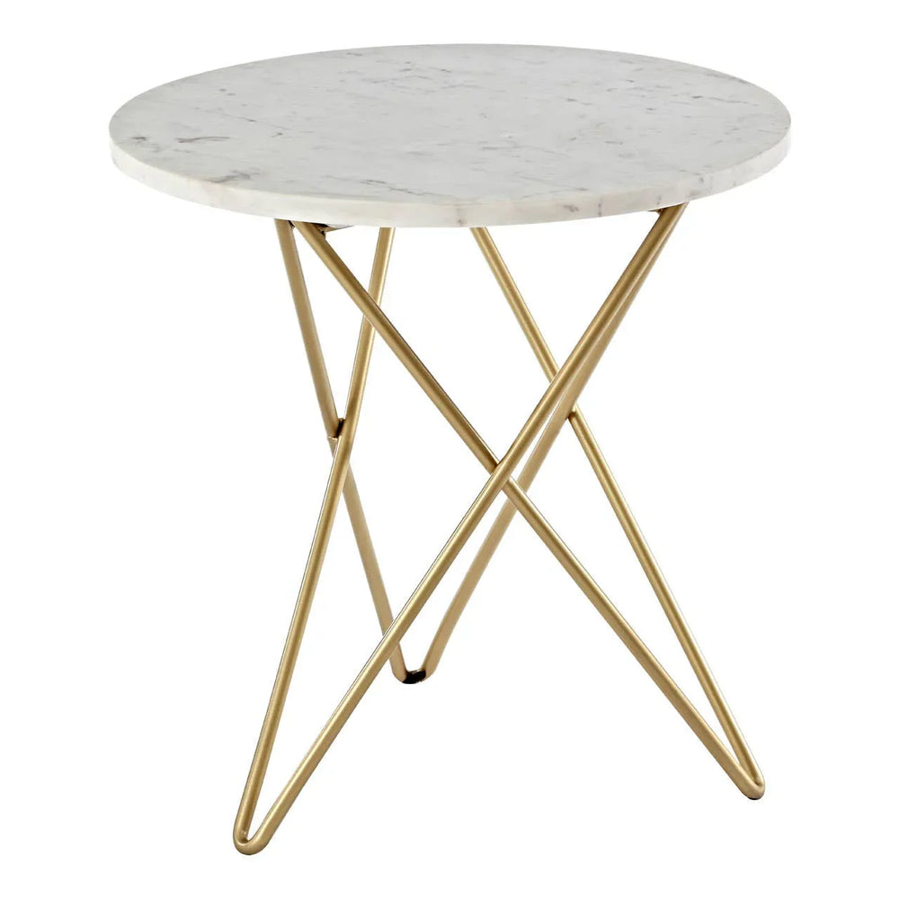 Golden Marble Geometric Side Table