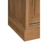 Close-up view of the base of the Lyon Oak Wood Tall Cabinet, showcasing the washed grey finish and detailed wood grain texture. The cabinet features a sturdy, rectangular design with clean lines and a subtle paneling effect on the sides