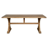 Rectangular oak dining table with trestle base, viewed from the front on white background