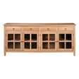 Lyon Oak Wood 4-Drawer Sideboard with Glass Doors