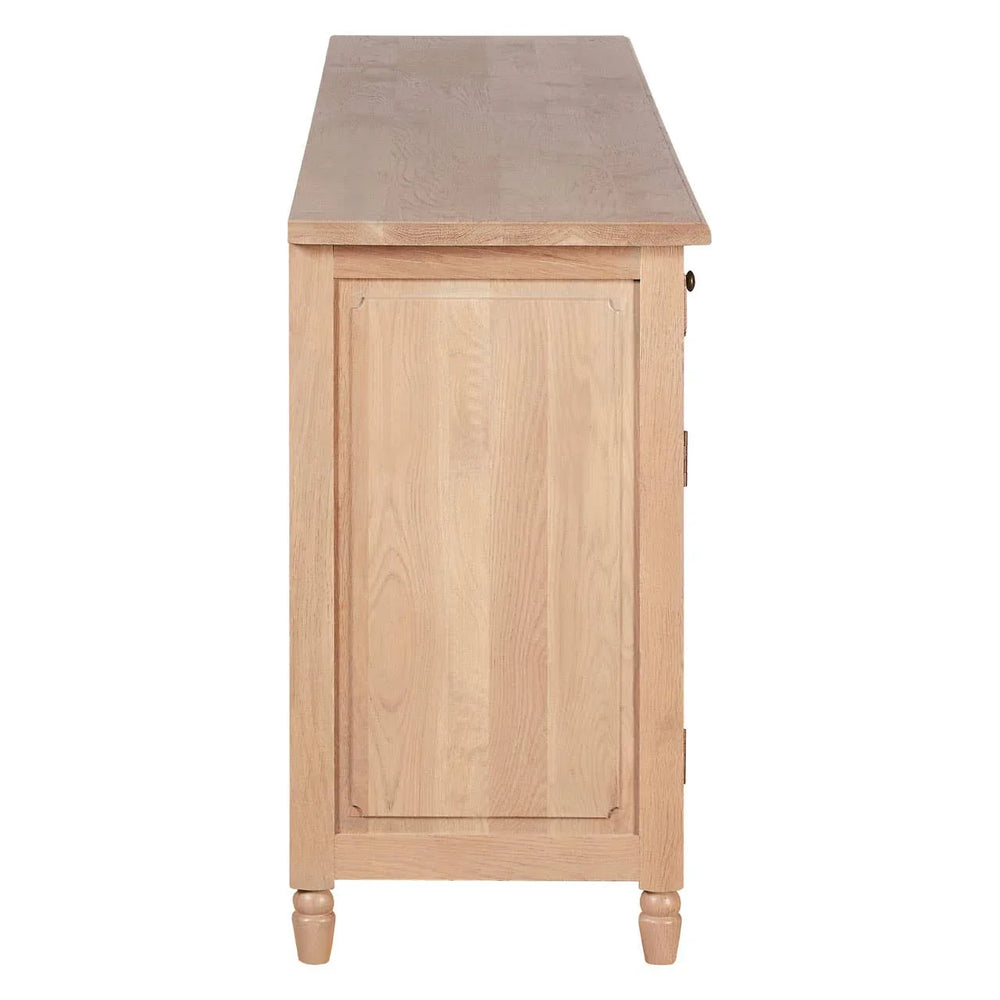 Lyon Oak Wood 4-Drawer Sideboard with Glass Doors