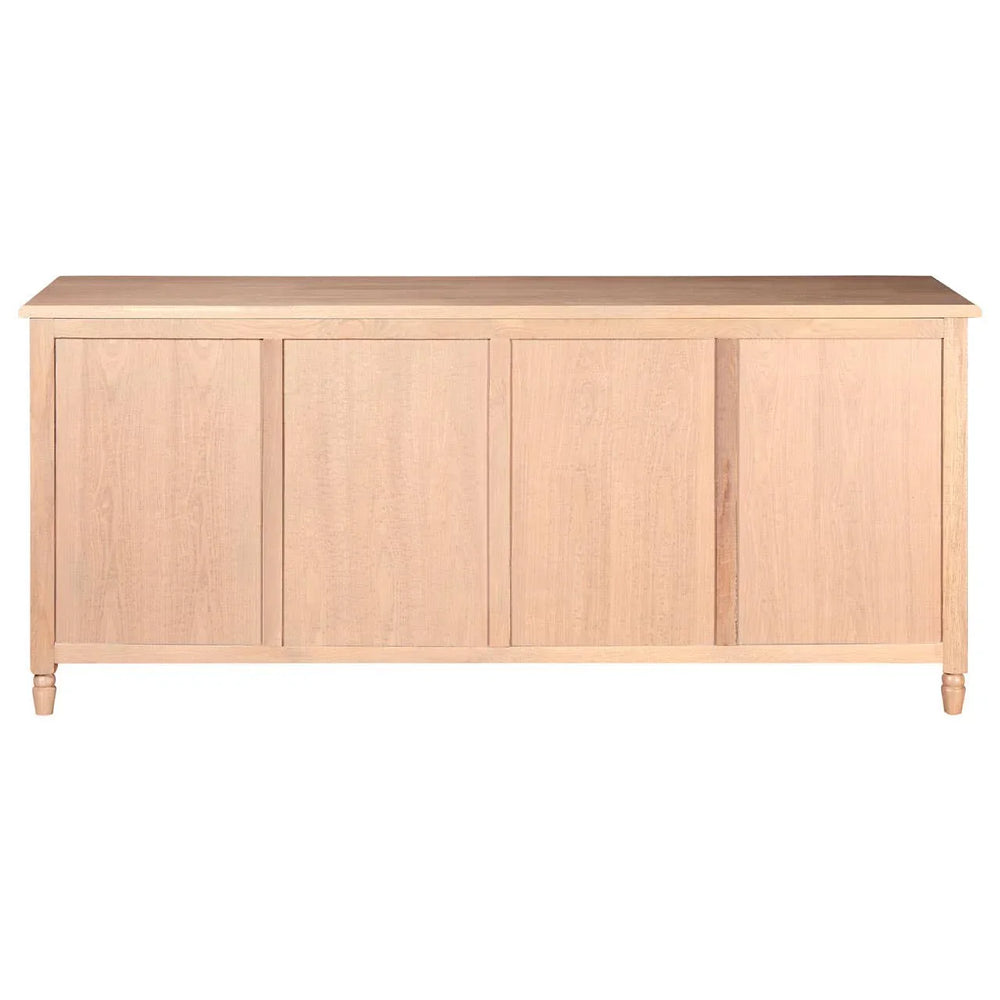 Lyon Oak Wood 4-Drawer Sideboard with Glass Doors