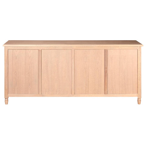 Lyon Oak Wood 4-Drawer Sideboard with Glass Doors