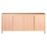 Lyon Oak Wood 4-Drawer Sideboard with Glass Doors