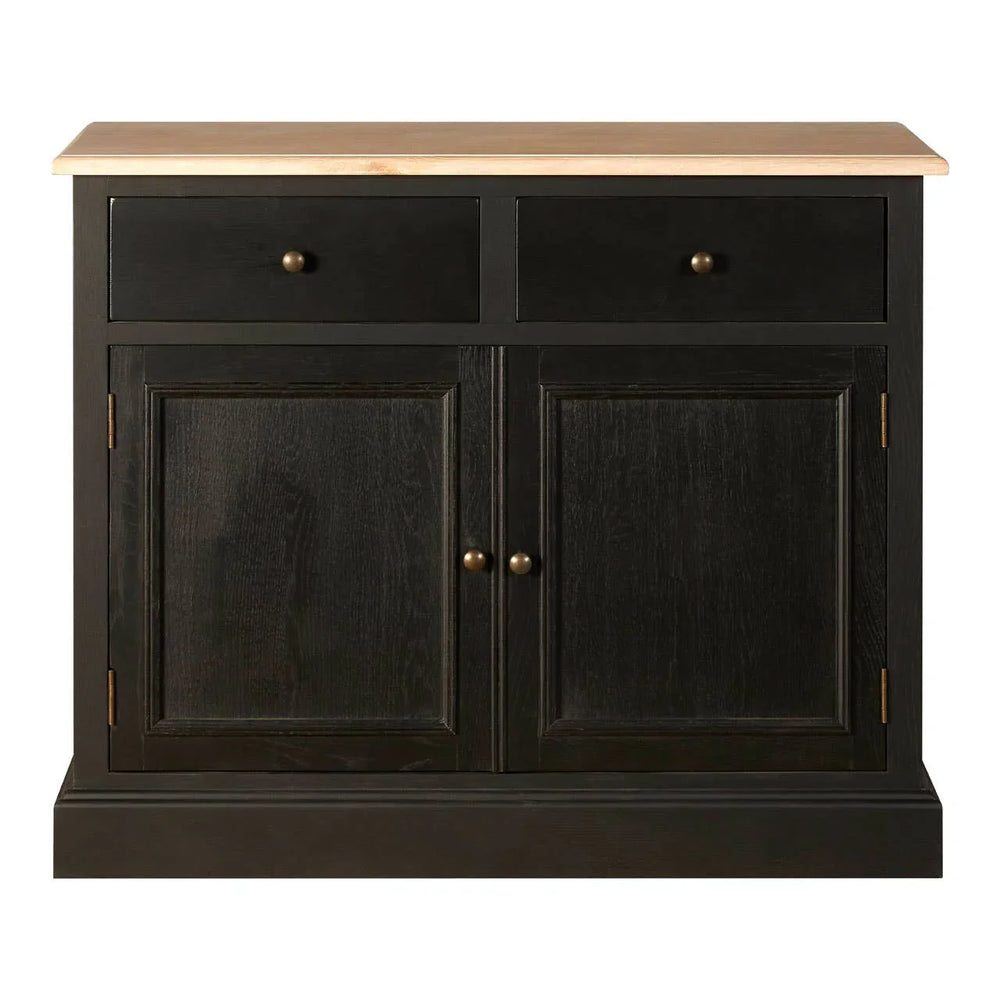 Rustic Oak Wood Sideboard with Black Paint Finish