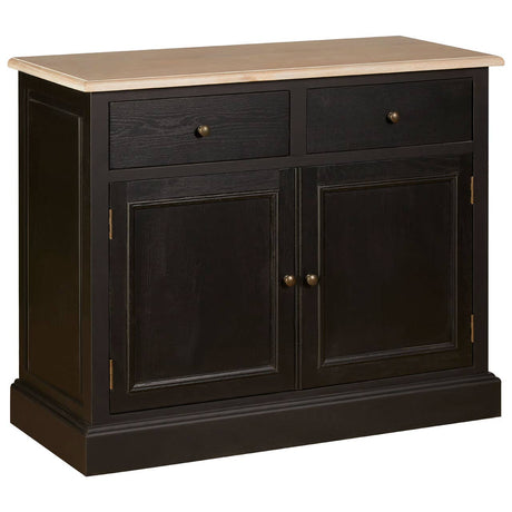 Rustic Oak Wood Sideboard with Black Paint Finish