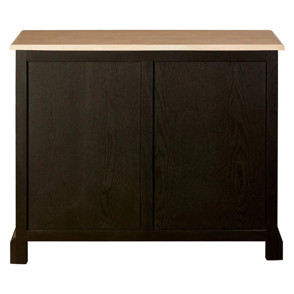 Rustic Oak Wood Sideboard with Black Paint Finish
