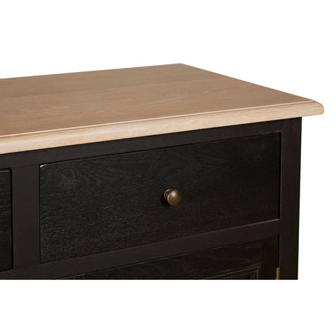 Rustic Oak Wood Sideboard with Black Paint Finish