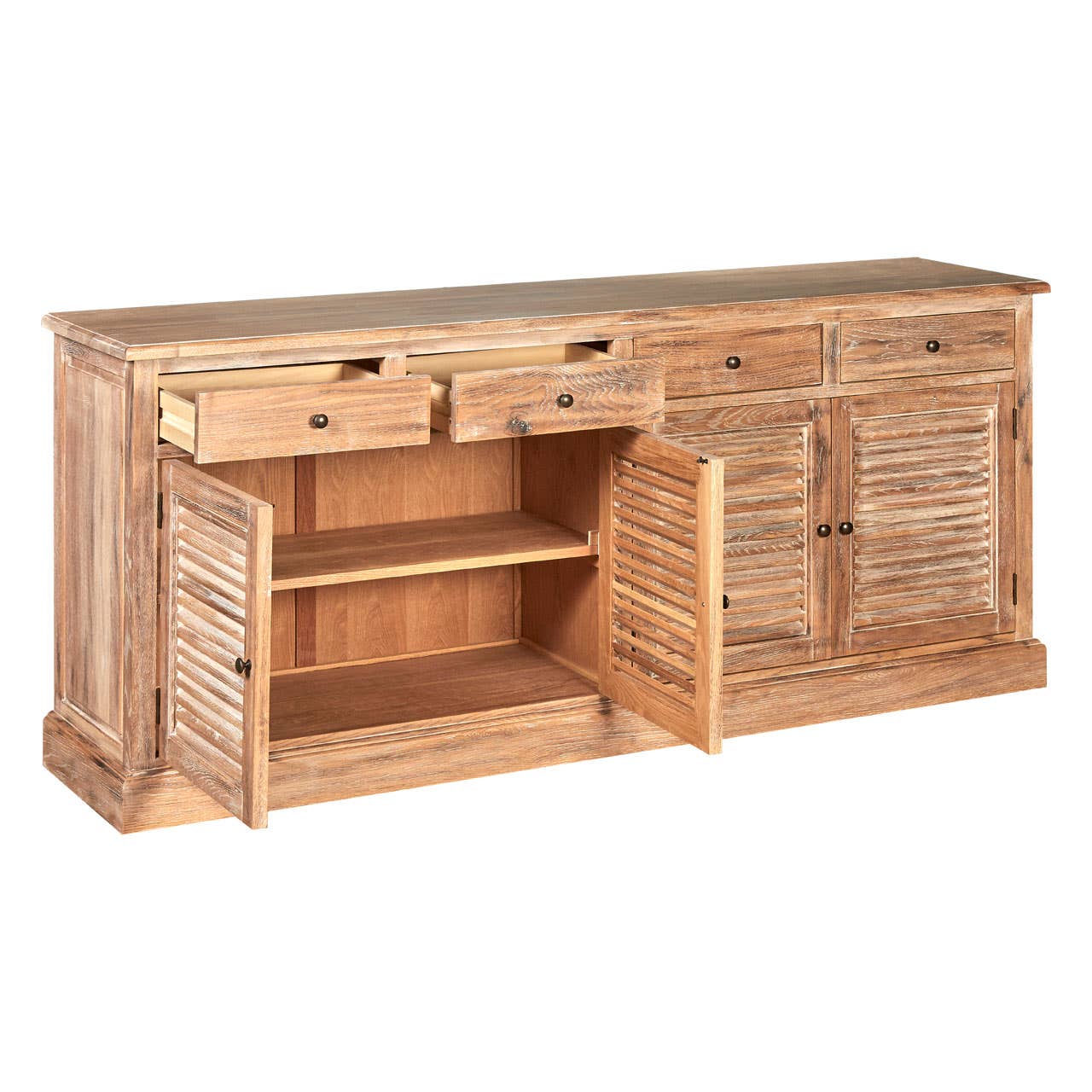 Lyon Whitewash Sideboard with 4 Drawers - Elegant Storage Solution