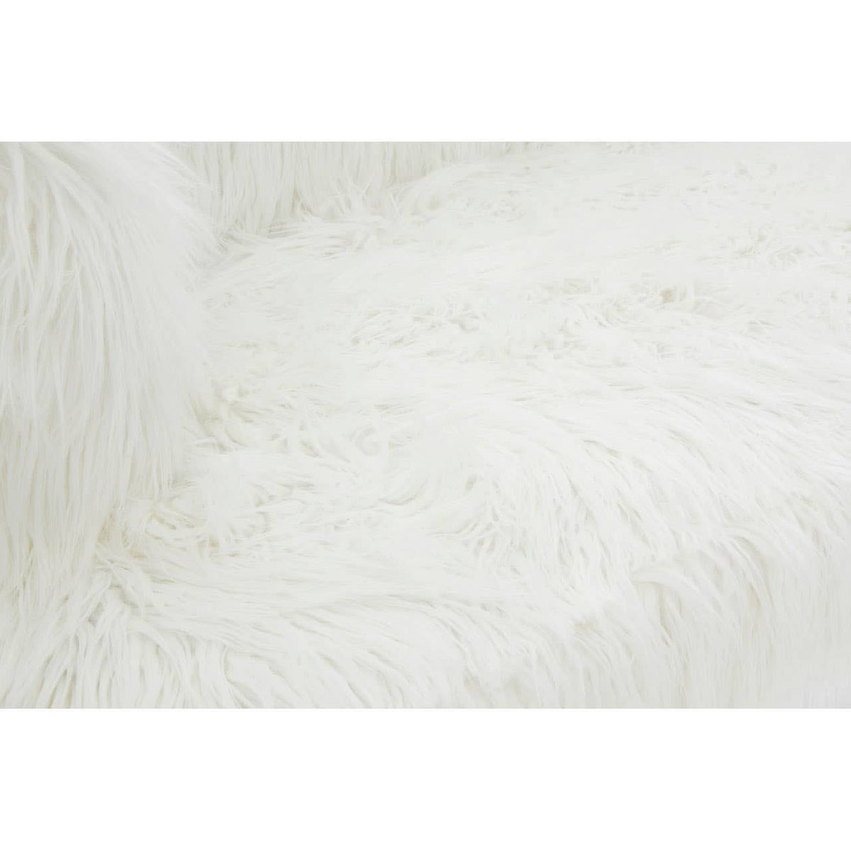 Soft, fluffy white upholstery with a fur effect, showcasing a cozy texture. The fabric appears inviting and plush, ideal for a comfortable seating experience