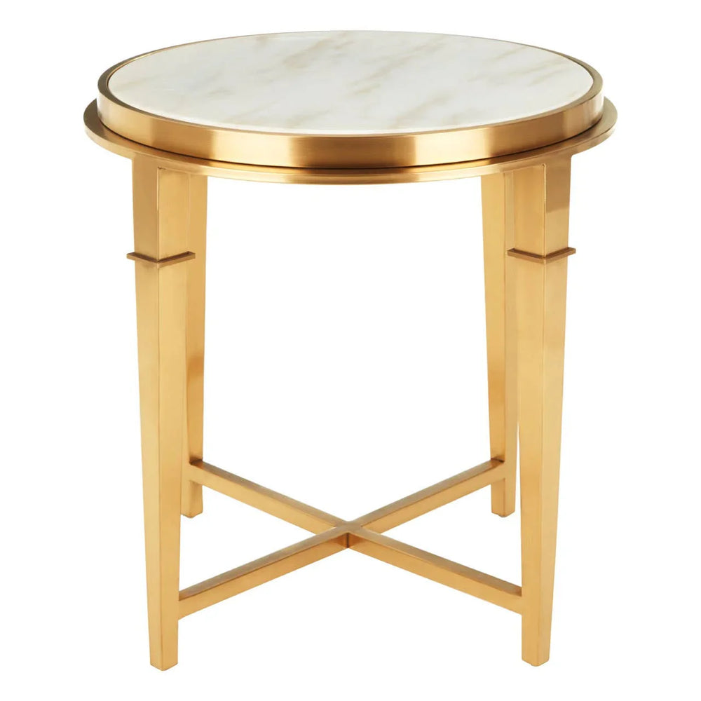 Gold Marble Round Side Table
