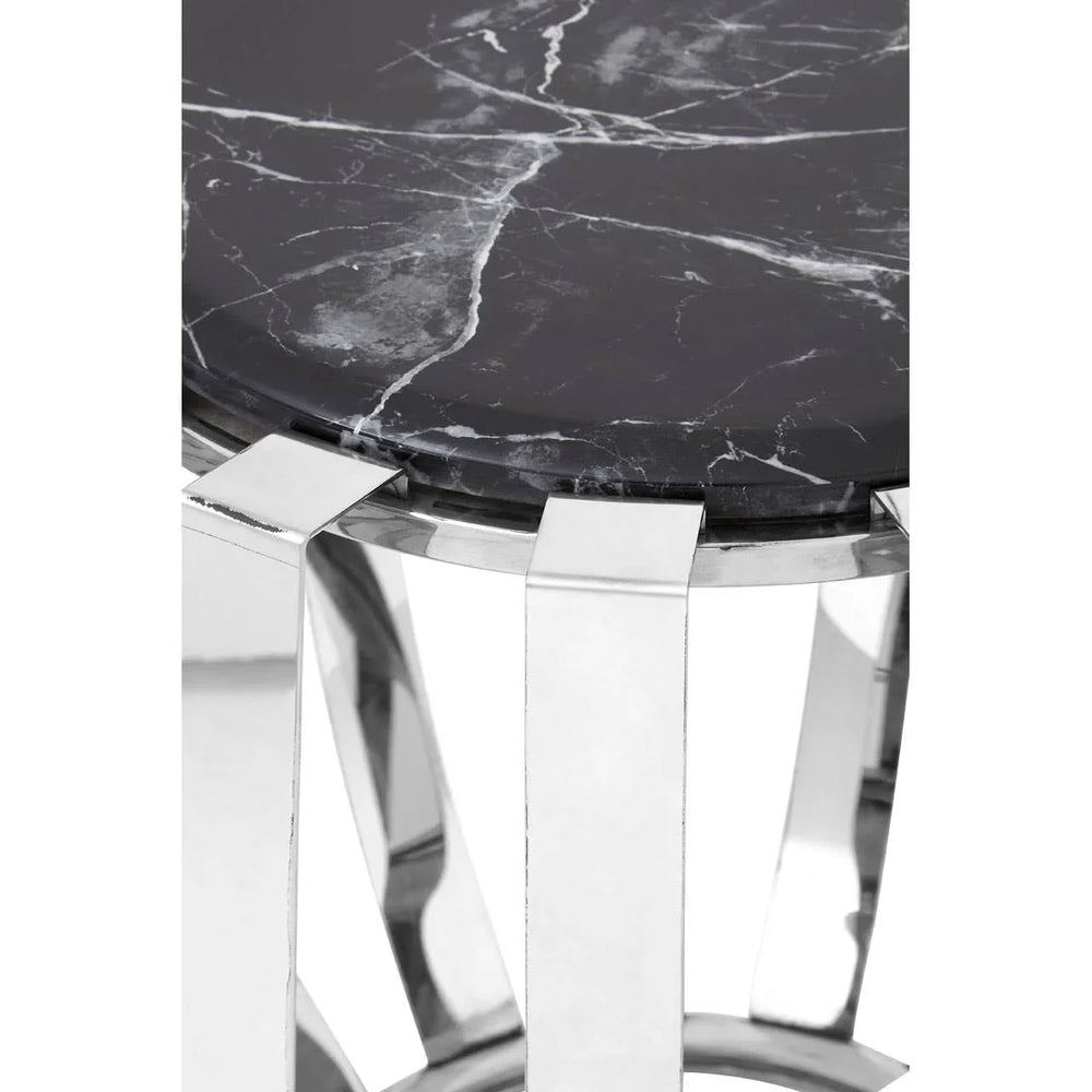 Black Marble Chrome Side Table
