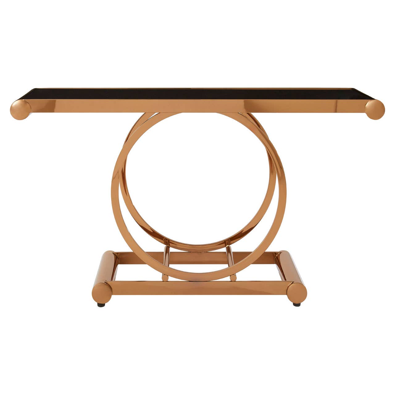 Rose Gold Glass Console Elegance