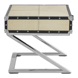 Leather Patchwork Storage End Table