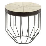 Leather Stitched Iron Side Table