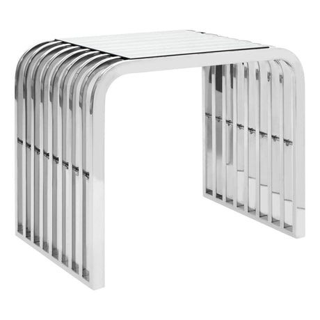 Silver Steel Glass End Table