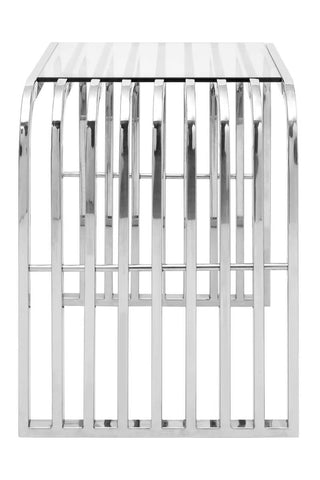 Silver Steel Glass End Table