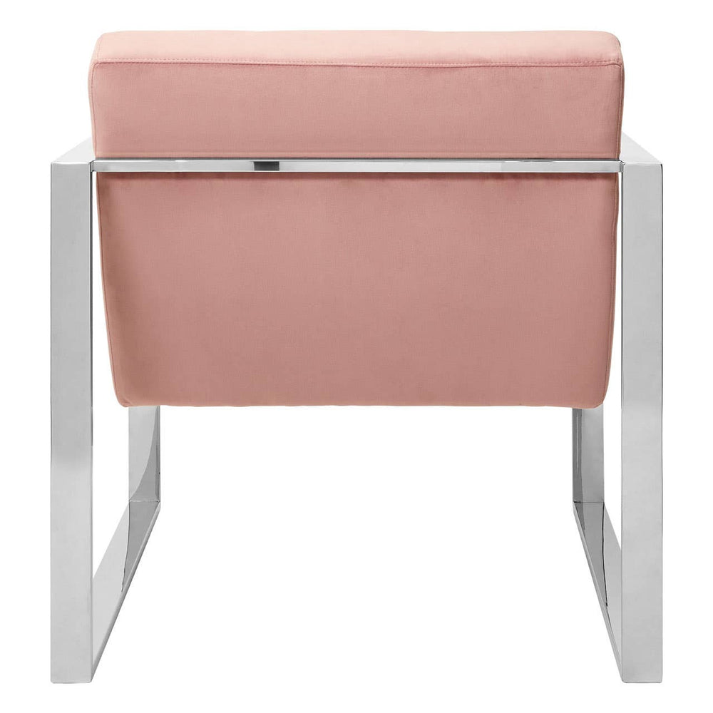 Pink Velvet Steel Lounge Chair