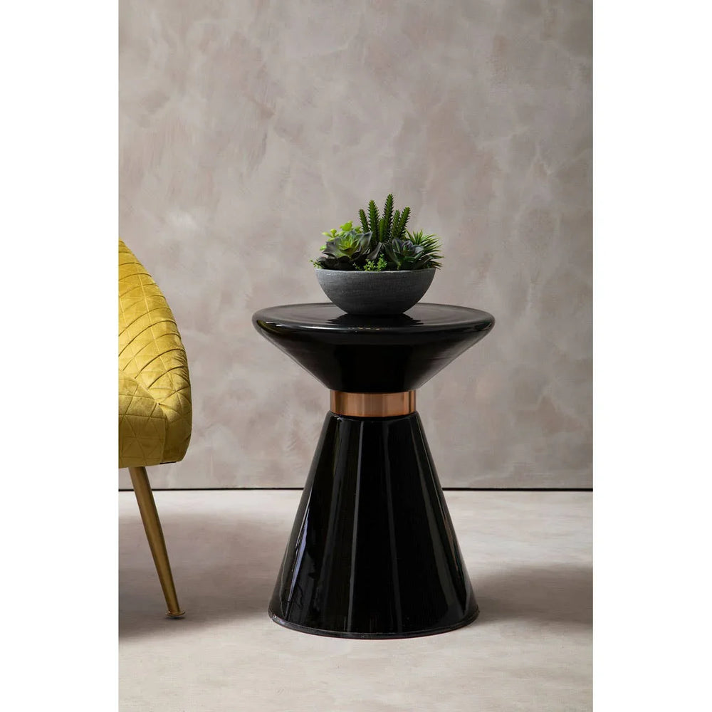 Black Glass Martini Side Table